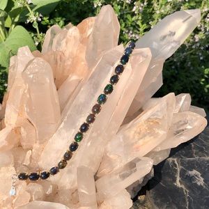 BLACK OPALS AND OPALS, STERLING SILVER